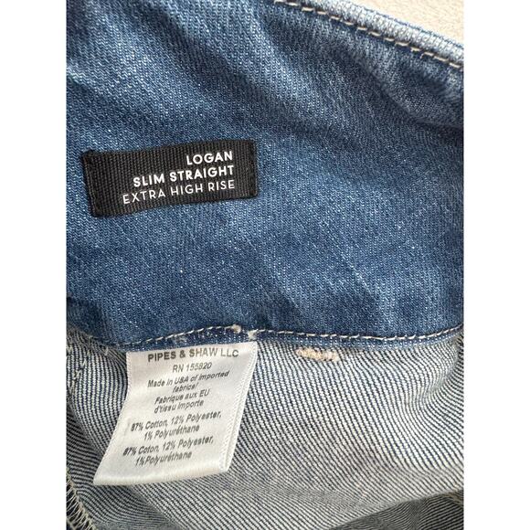 Veronia Beard Logan Slim Straight Extra High Rise Jeans Tie Waist Denim 27 4 - Picture 5 of 10